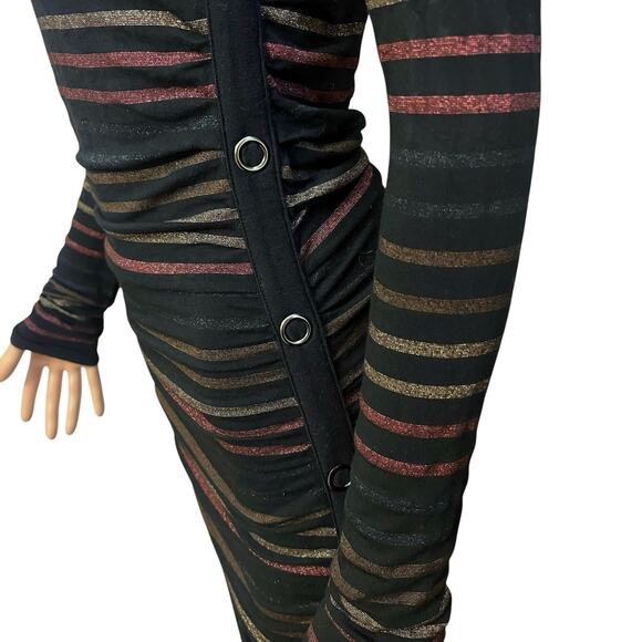 Veronica Beard Daphne Striped Metallic Tshirt Dress XS Bodycon Ruched Colorful - Picture 3 of 8